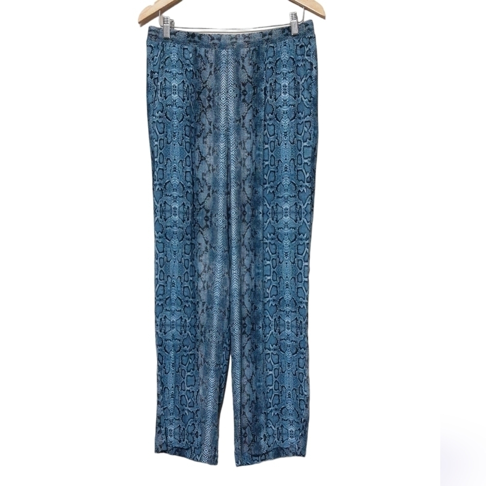 Karen Kane women pull on elastic waist wide legs pants L casual animals printed